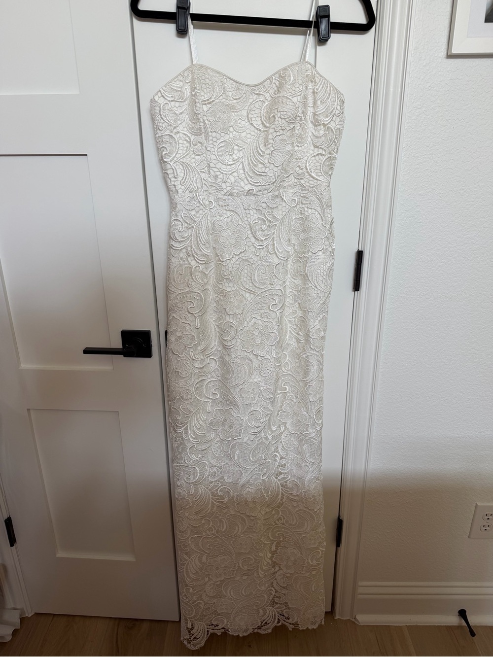Adrianna Papell Strapless Ivory Lace Gown